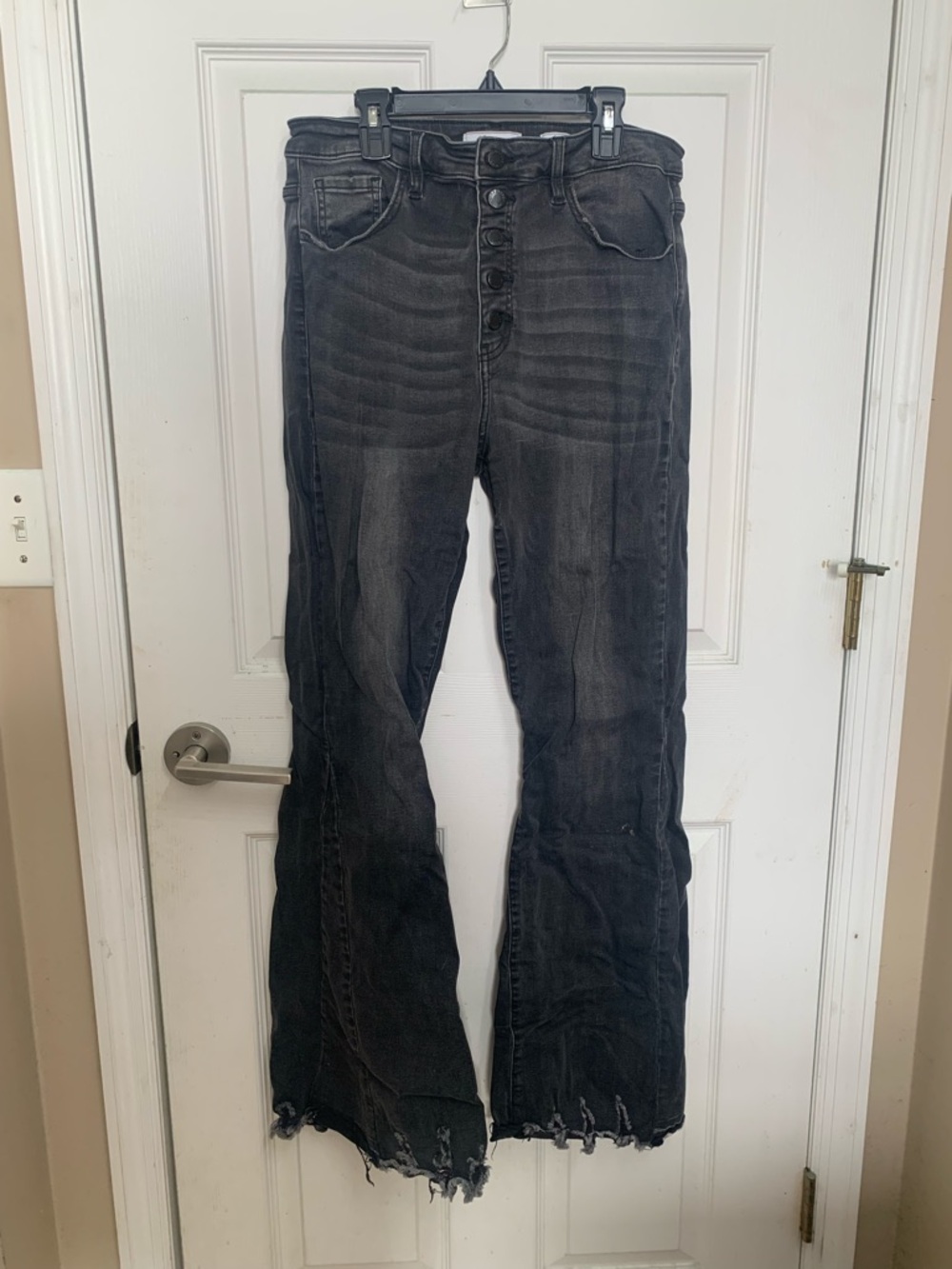 Van Heusen Black Washed Button-Front Flare Jeans
